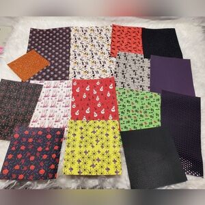 Faux Leather Halloween Set Prints Ghosts Pumpkins Crafting Lot Bundle